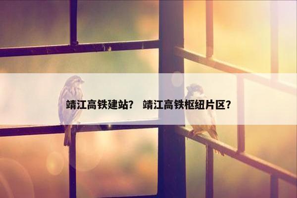 靖江高铁建站？ 靖江高铁枢纽片区？