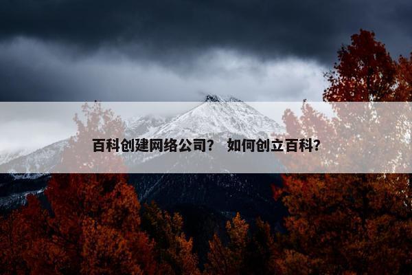 百科创建网络公司？ 如何创立百科？