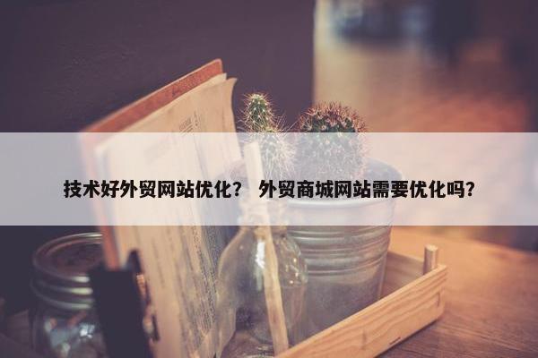 技术好外贸网站优化？ 外贸商城网站需要优化吗？