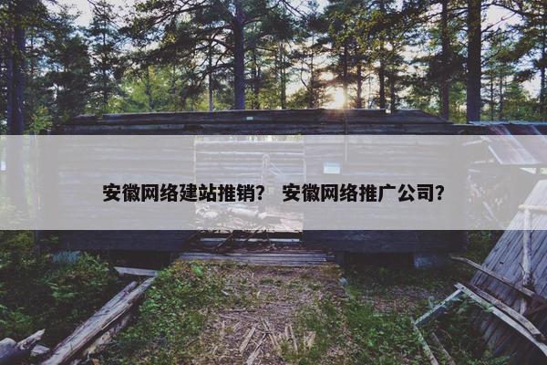 安徽网络建站推销？ 安徽网络推广公司？