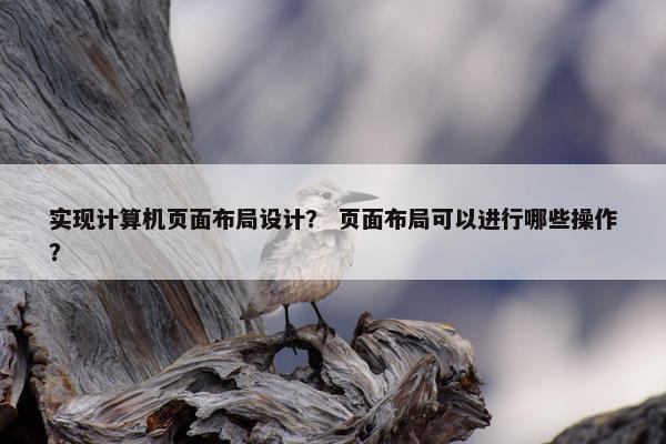 实现计算机页面布局设计？ 页面布局可以进行哪些操作？