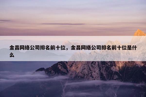 金昌网络公司排名前十位，金昌网络公司排名前十位是什么