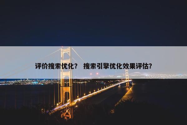 评价搜索优化？ 搜索引擎优化效果评估？