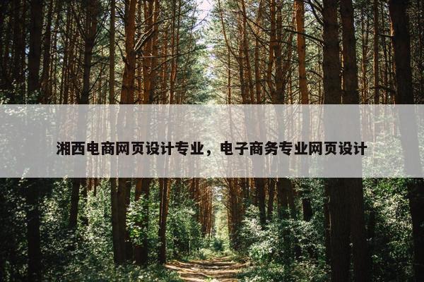 湘西电商网页设计专业，电子商务专业网页设计