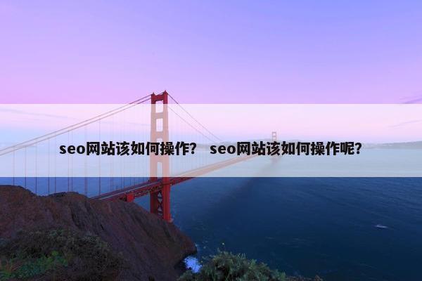 seo网站该如何操作？ seo网站该如何操作呢？