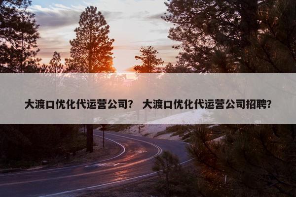 大渡口优化代运营公司？ 大渡口优化代运营公司招聘？