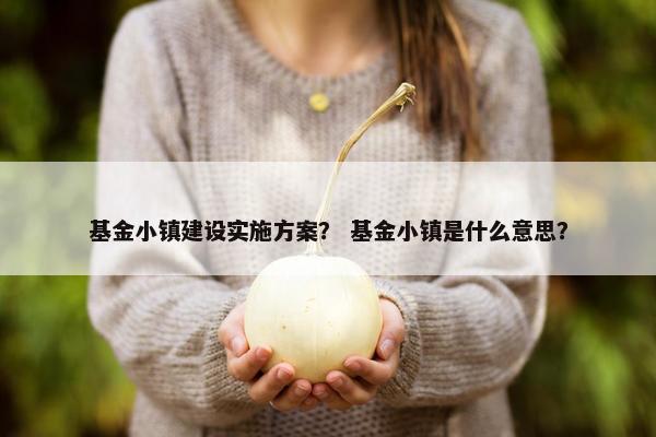 基金小镇建设实施方案？ 基金小镇是什么意思？