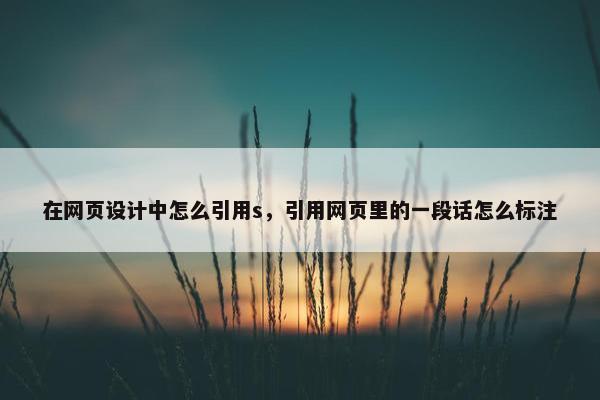 在网页设计中怎么引用s，引用网页里的一段话怎么标注