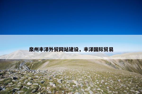 泉州丰泽外贸网站建设，丰泽国际贸易
