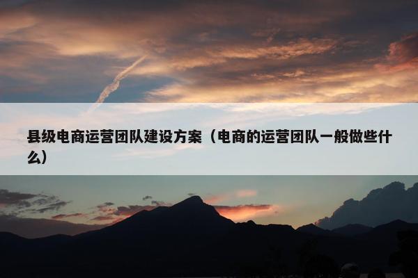 县级电商运营团队建设方案（电商的运营团队一般做些什么）