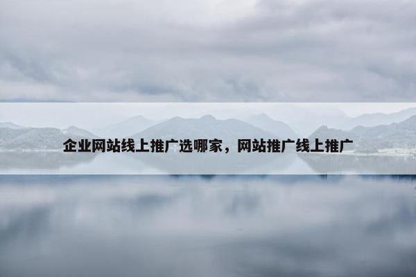 企业网站线上推广选哪家，网站推广线上推广
