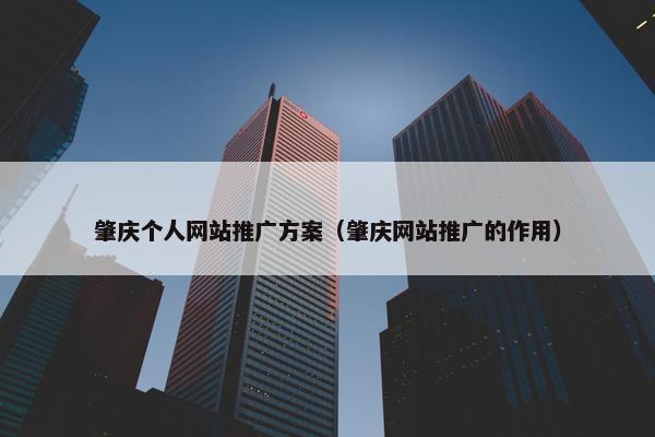 肇庆个人网站推广方案（肇庆网站推广的作用）