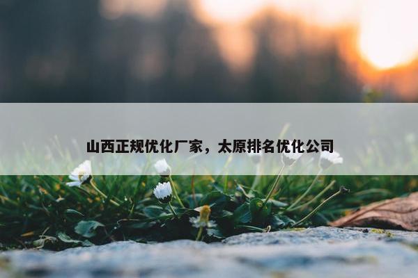 山西正规优化厂家，太原排名优化公司