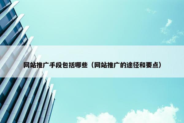 网站推广手段包括哪些（网站推广的途径和要点）