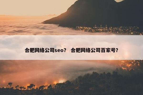 合肥网络公司seo？ 合肥网络公司百家号？
