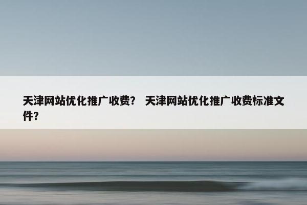 天津网站优化推广收费？ 天津网站优化推广收费标准文件？