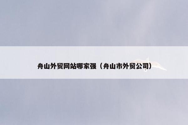 舟山外贸网站哪家强（舟山市外贸公司）