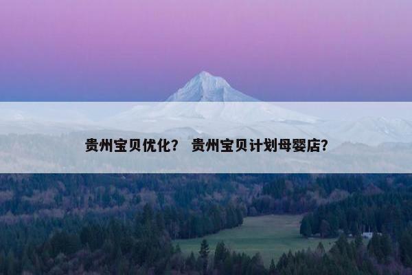 贵州宝贝优化？ 贵州宝贝计划母婴店？