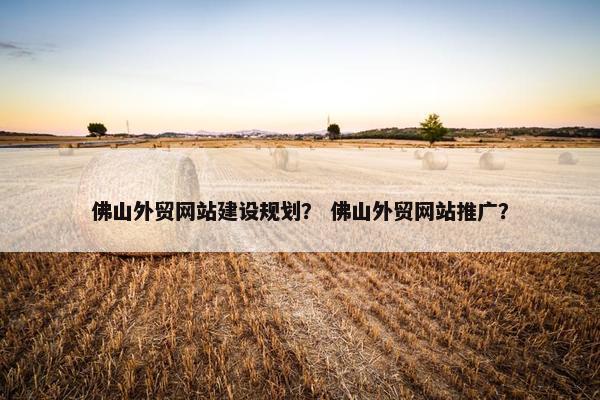 佛山外贸网站建设规划？ 佛山外贸网站推广？