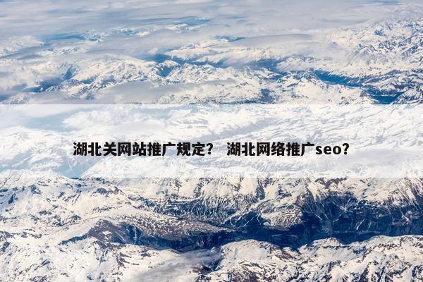 湖北关网站推广规定？ 湖北网络推广seo？