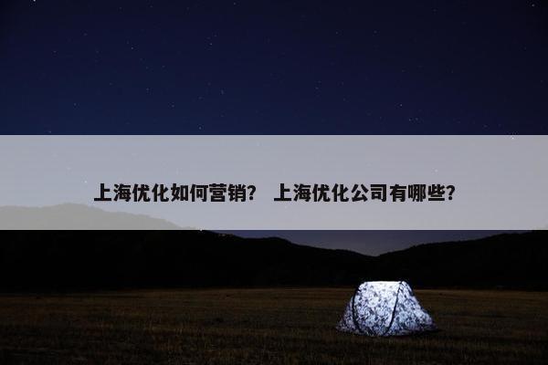 上海优化如何营销？ 上海优化公司有哪些？