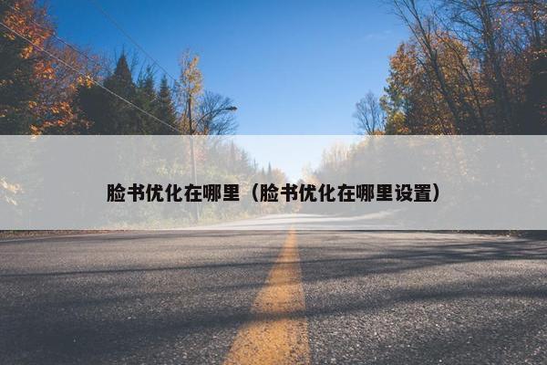脸书优化在哪里（脸书优化在哪里设置）