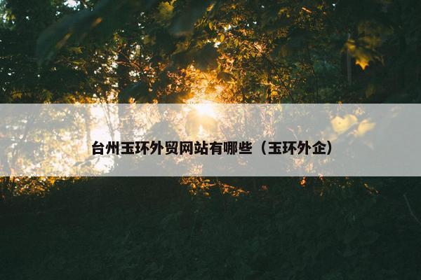 台州玉环外贸网站有哪些（玉环外企）