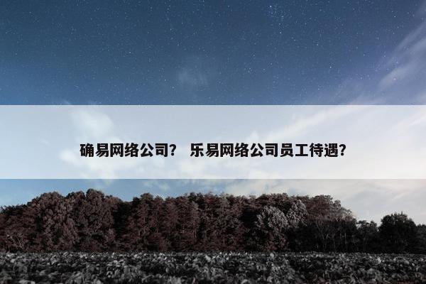 确易网络公司？ 乐易网络公司员工待遇？