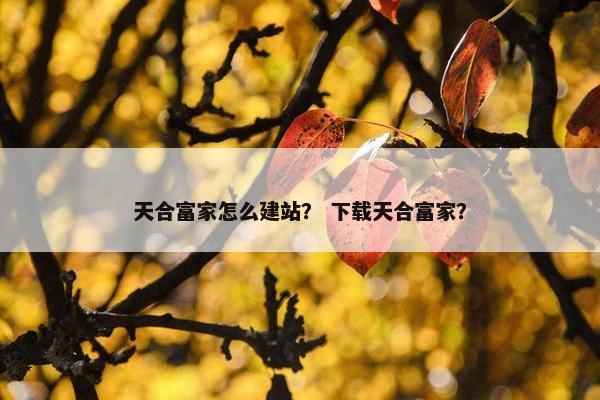 天合富家怎么建站？ 下载天合富家？
