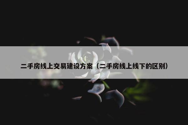 二手房线上交易建设方案（二手房线上线下的区别）