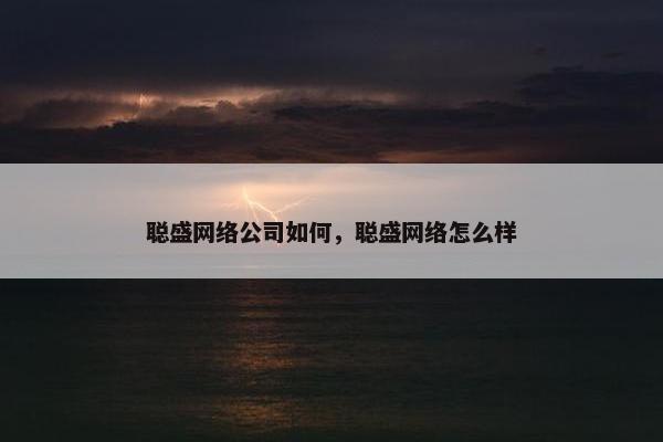 聪盛网络公司如何，聪盛网络怎么样
