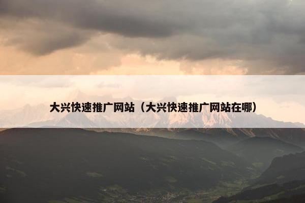 大兴快速推广网站（大兴快速推广网站在哪）