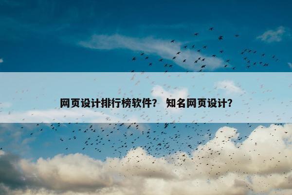 网页设计排行榜软件？ 知名网页设计？