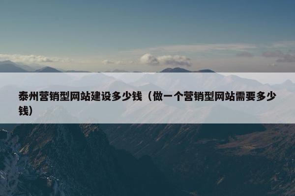 泰州营销型网站建设多少钱（做一个营销型网站需要多少钱）