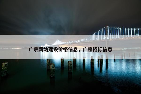 广宗网站建设价格信息，广宗招标信息