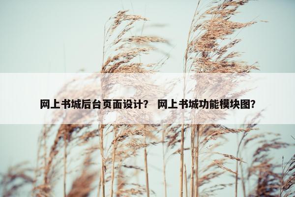 网上书城后台页面设计？ 网上书城功能模块图？