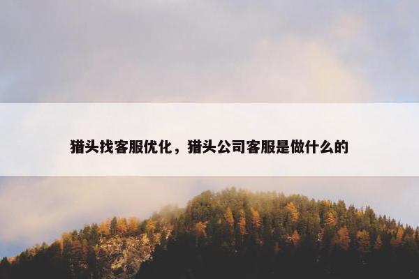 猎头找客服优化，猎头公司客服是做什么的