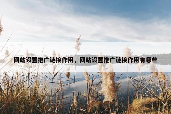 网站设置推广链接作用，网站设置推广链接作用有哪些