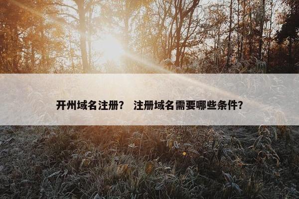 开州域名注册？ 注册域名需要哪些条件？