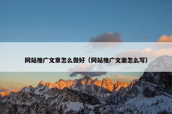 网站推广文章怎么做好（网站推广文案怎么写）