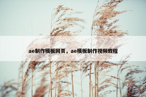 ae制作模板网页，ae模板制作视频教程