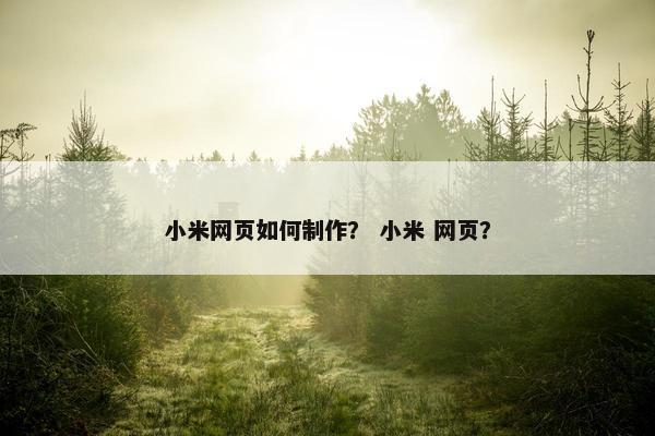 小米网页如何制作？ 小米 网页？