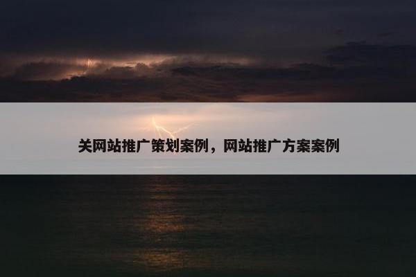 关网站推广策划案例，网站推广方案案例