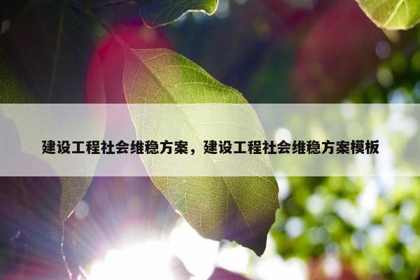 建设工程社会维稳方案，建设工程社会维稳方案模板
