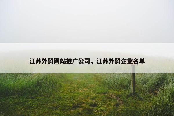 江苏外贸网站推广公司，江苏外贸企业名单