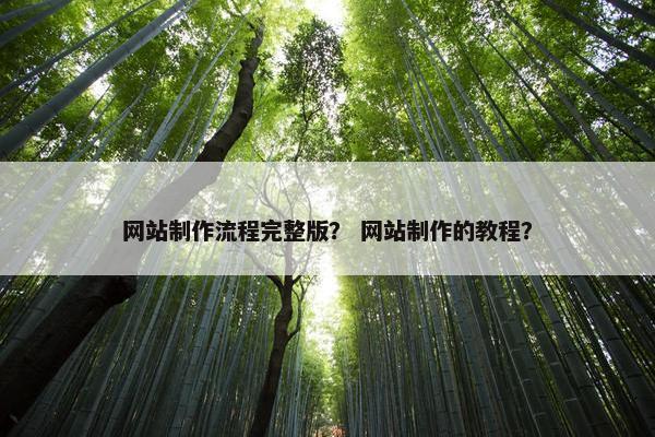 网站制作流程完整版？ 网站制作的教程？