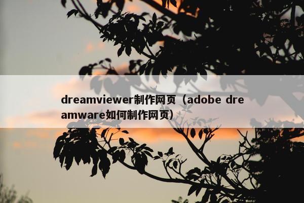 dreamviewer制作网页（adobe dreamware如何制作网页）