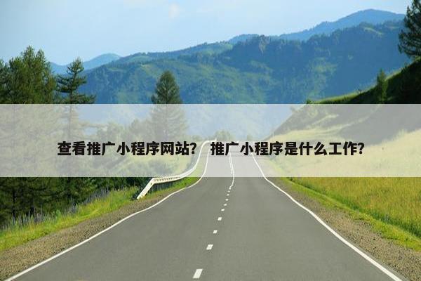 查看推广小程序网站？ 推广小程序是什么工作？