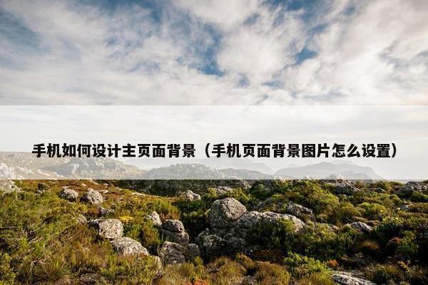 手机如何设计主页面背景（手机页面背景图片怎么设置）