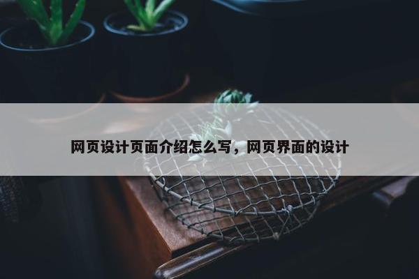 网页设计页面介绍怎么写，网页界面的设计